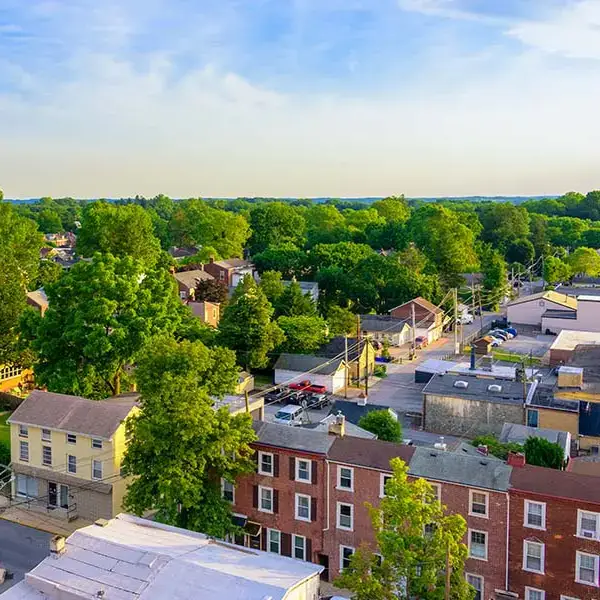 Aerial photo of Springfield, PA residential neighborhood